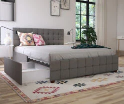 CosmoLiving Elizabeth Gray Linen Storage Bed -Best Furniture Store 810541044 1