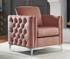 Lizmont Blush Tufted Velvet Accent Chair -Best Furniture Store 810542292 1