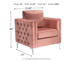 Lizmont Blush Tufted Velvet Accent Chair -Best Furniture Store 810542292 3