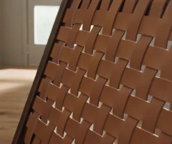 Fayme Camel Armless Leather Woven-Back Lounge Chair -Best Furniture Store 810542301 3