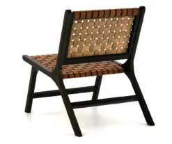 Fayme Camel Armless Leather Woven-Back Lounge Chair -Best Furniture Store 810542301 5