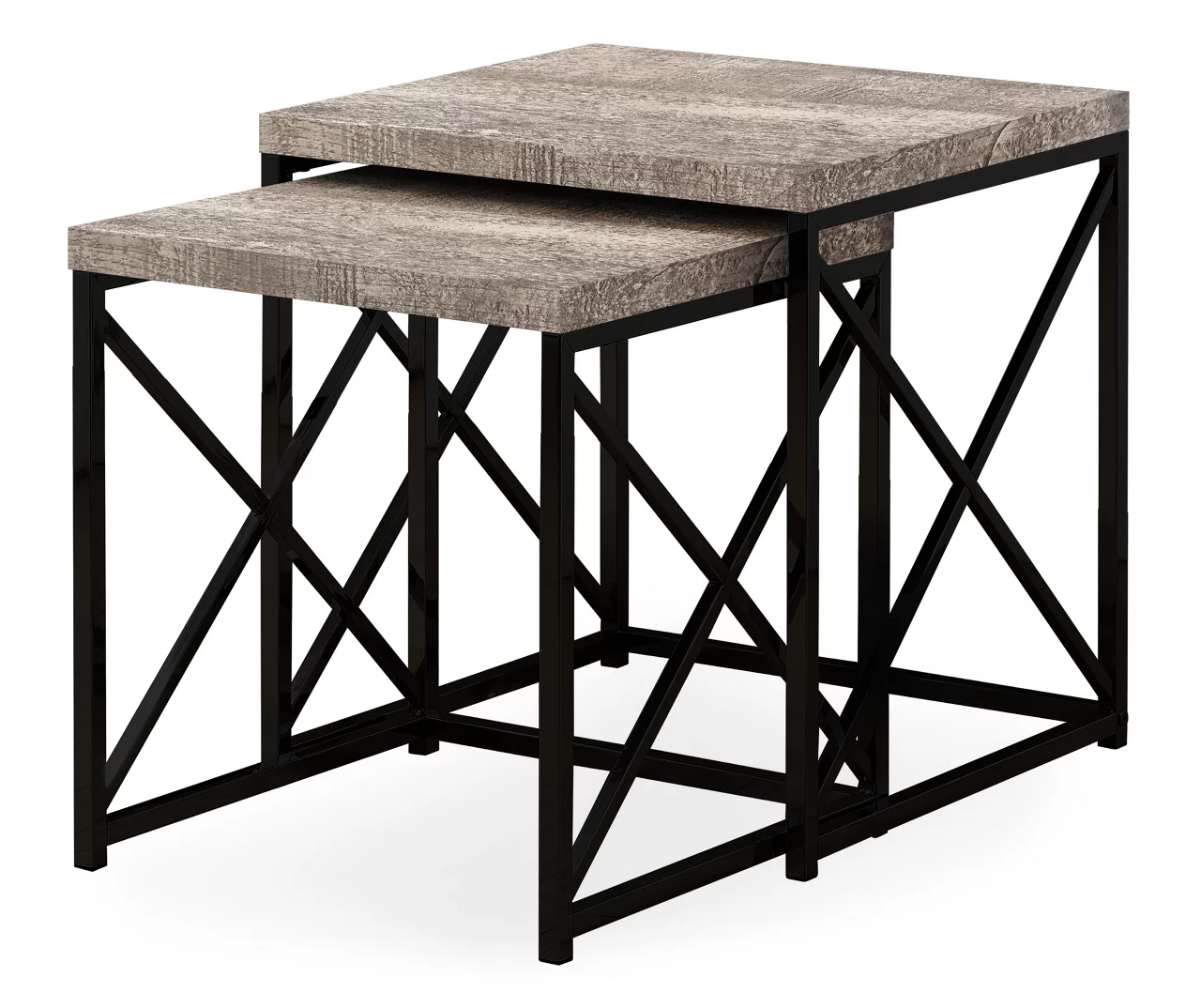 Monarch Reclaimed Wood Look 2-Piece Nesting Table Set 1 Monarch Reclaimed Wood Look 2-Piece Nesting Table Set