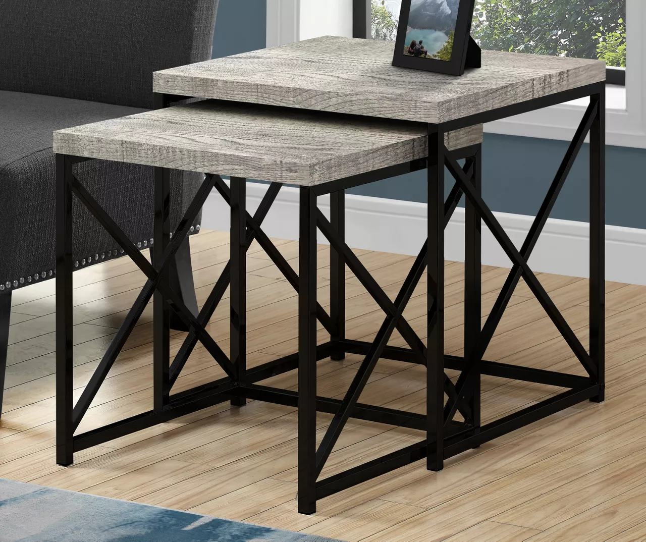 Monarch Reclaimed Wood Look 2-Piece Nesting Table Set 7 Monarch Reclaimed Wood Look 2-Piece Nesting Table Set - Image 7