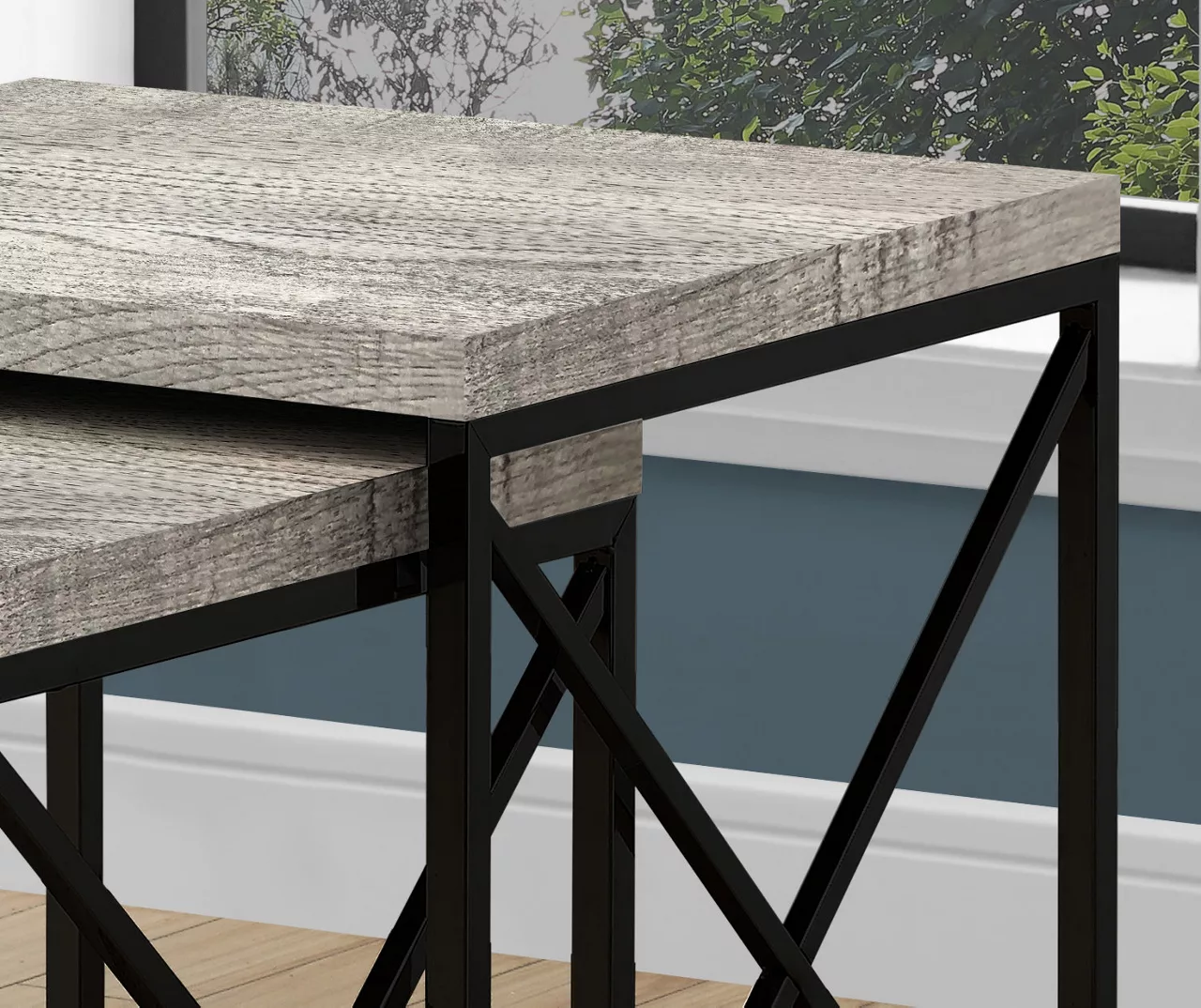 Monarch Reclaimed Wood Look 2-Piece Nesting Table Set 8 Monarch Reclaimed Wood Look 2-Piece Nesting Table Set - Image 8