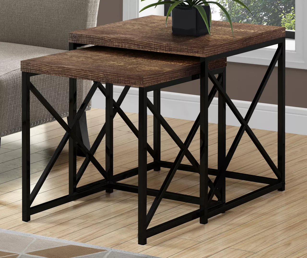 Monarch Reclaimed Wood Look 2-Piece Nesting Table Set 10 Monarch Reclaimed Wood Look 2-Piece Nesting Table Set - Image 10