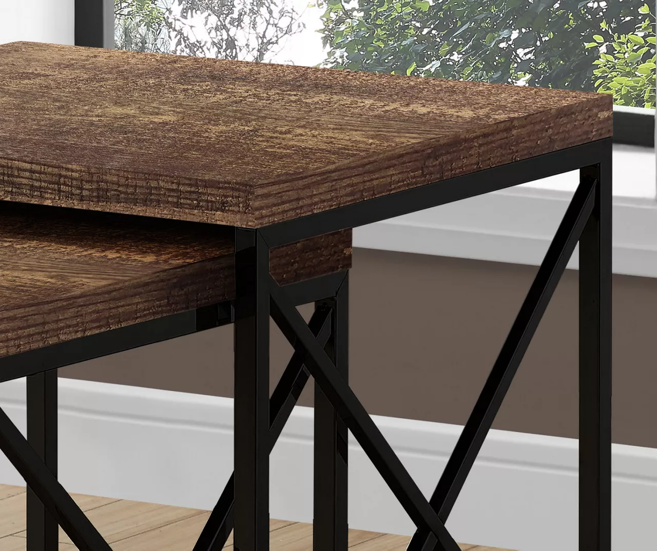 Monarch Reclaimed Wood Look 2-Piece Nesting Table Set 11 Monarch Reclaimed Wood Look 2-Piece Nesting Table Set - Image 11