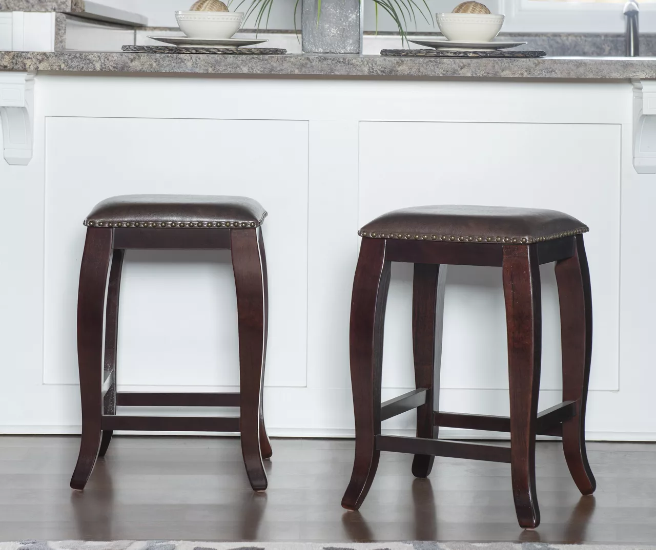 Dallas Wenge Brown Square Top Wood Nailhead Counter Stool 2 Dallas Wenge Brown Square Top Wood Nailhead Counter Stool - Image 2