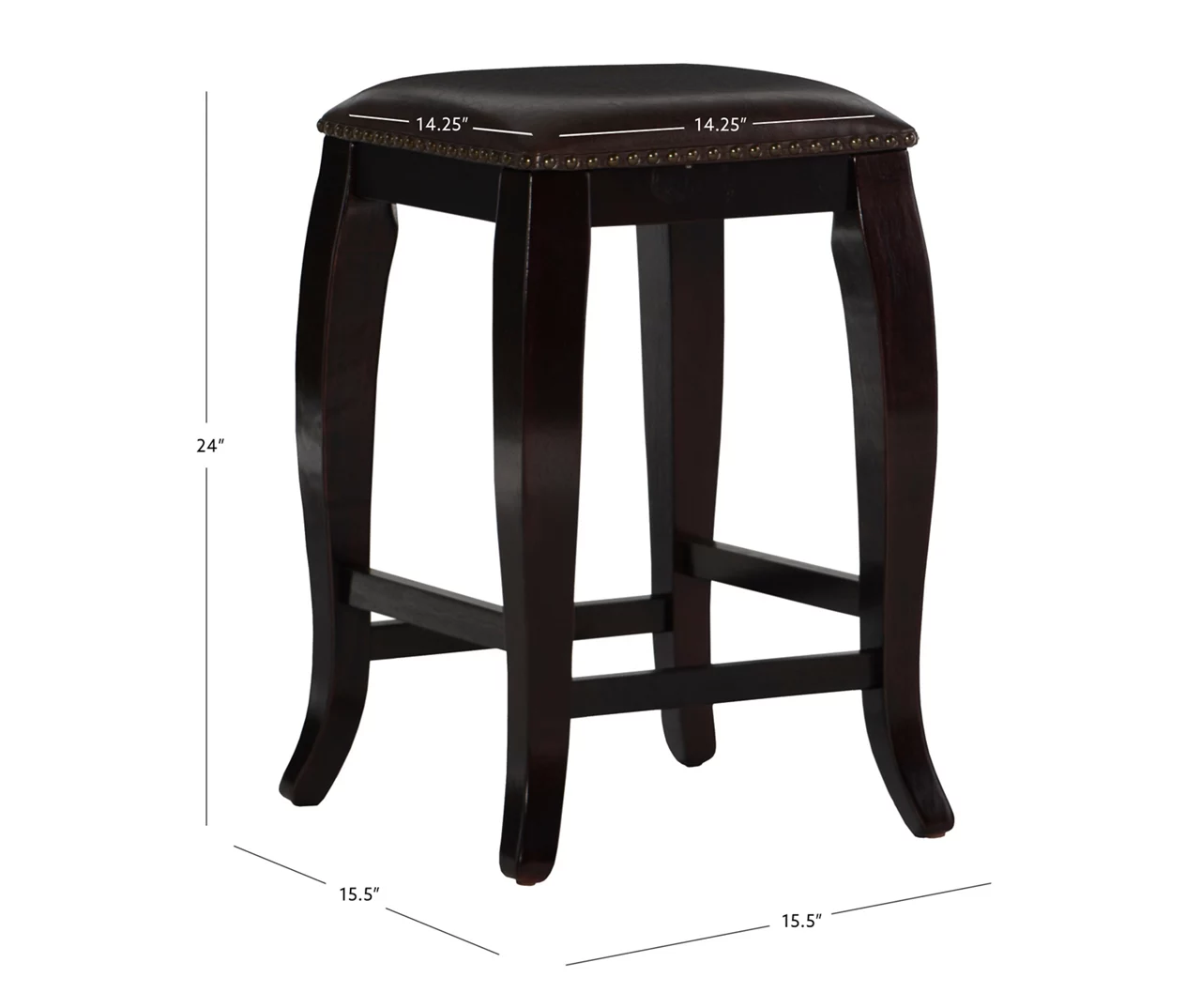 Dallas Wenge Brown Square Top Wood Nailhead Counter Stool 5 Dallas Wenge Brown Square Top Wood Nailhead Counter Stool - Image 5