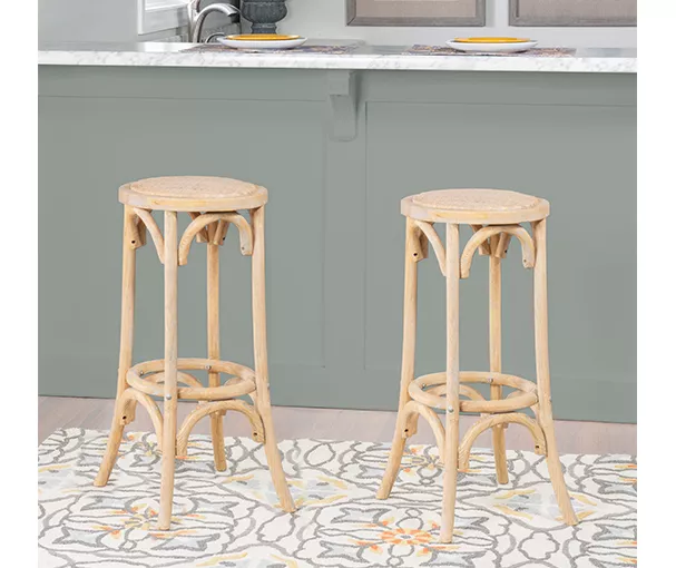 Franklin 30" Backless Woven Ratten Bar Stool 6 Franklin 30" Backless Woven Ratten Bar Stool - Image 6
