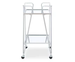 Hampton Silver 2-Shelf Rolling Steel Bar Cart -Best Furniture Store 810543098 4