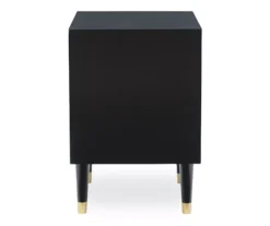 Urban Fresh Black & Gold 2-Drawer Textured Geometric Nightstand -Best Furniture Store 810543105 4
