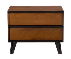 Manhattan Walnut 2-Drawer Mid-Century Wood Nightstand -Best Furniture Store 810543109 A0 2