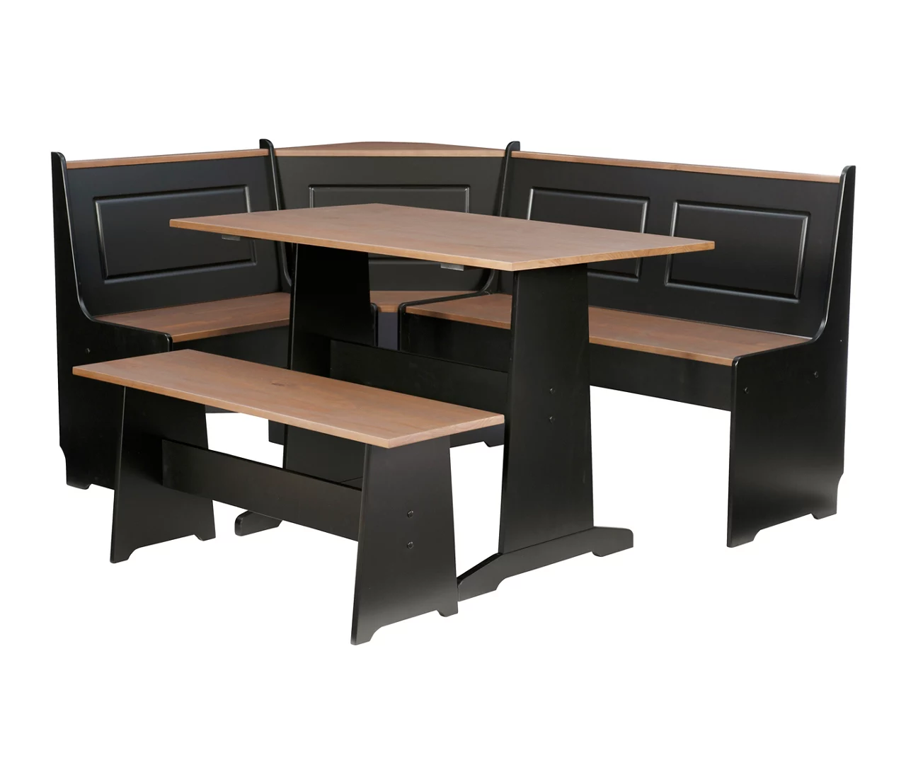 Atrium Black & Pecan 3-Piece Wooden Breakfast Nook Set 1 Atrium Black & Pecan 3-Piece Wooden Breakfast Nook Set