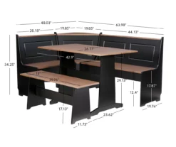 Atrium Black & Pecan 3-Piece Wooden Breakfast Nook Set 22 Atrium Black & Pecan 3-Piece Wooden Breakfast Nook Set -Best Furniture Store 810543121 A7