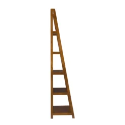 Presley Walnut 5-Shelf Ladder Bookcase -Best Furniture Store 810543154 3