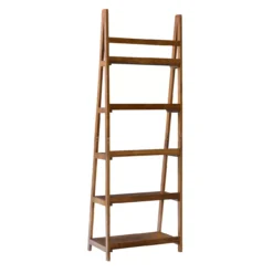Presley Walnut 5-Shelf Ladder Bookcase -Best Furniture Store 810543154 4