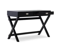 Cami Black X-Base Campaign Style Writing Desk 8 Cami Black X-Base Campaign Style Writing Desk -Best Furniture Store 810543183 4