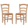 Bordeaux Natural Handwoven Ladder Back Side Chairs, 2-Pack