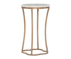 Globa Designs White & Gold Capiz Mosaic Beehive Accent Table -Best Furniture Store 810543194 A0 1