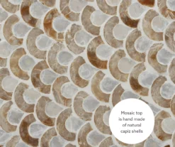 Globa Designs White & Gold Capiz Mosaic Beehive Accent Table -Best Furniture Store 810543194 A8