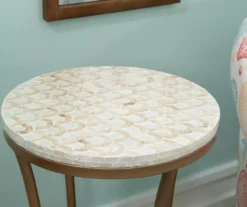 Globa Designs White & Gold Capiz Mosaic Beehive Accent Table -Best Furniture Store 810543194 B8