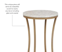 Globa Designs White & Gold Capiz Mosaic Beehive Accent Table -Best Furniture Store 810543194 M0 2