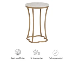 Globa Designs White & Gold Capiz Mosaic Beehive Accent Table -Best Furniture Store 810543194 M0 3