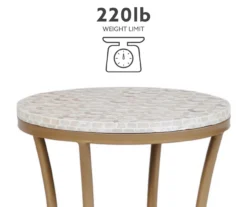 Globa Designs White & Gold Capiz Mosaic Beehive Accent Table -Best Furniture Store 810543194 M0 4