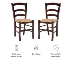 Bordeaux Walnut Handwoven Ladder Back Side Chairs, 2-Pack -Best Furniture Store 810543200 A8 4