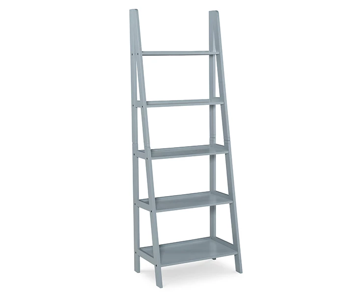 Boston Gray 5-Shelf Wooden Ladder Bookcase 1 Boston Gray 5-Shelf Wooden Ladder Bookcase