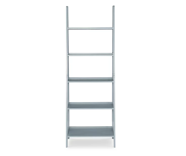 Boston Gray 5-Shelf Wooden Ladder Bookcase 3 Boston Gray 5-Shelf Wooden Ladder Bookcase - Image 3