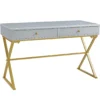 Glam Gray & Gold 2-Drawer Campaign Desk