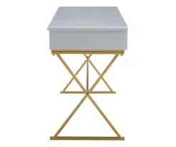 Glam Gray & Gold 2-Drawer Campaign Desk -Best Furniture Store 810543219 A1 3