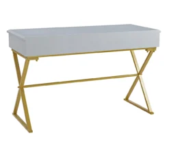 Glam Gray & Gold 2-Drawer Campaign Desk -Best Furniture Store 810543219 A1 4