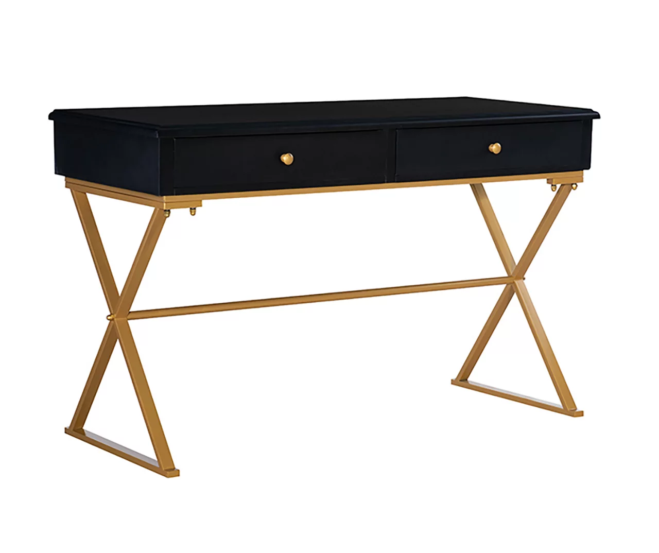 Glam Black & Gold 2-Drawer Campaign Desk 1 Glam Black & Gold 2-Drawer Campaign Desk