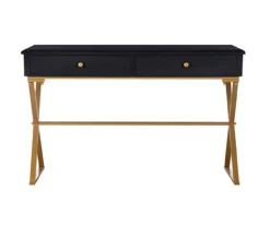 Glam Black & Gold 2-Drawer Campaign Desk 7 Glam Black & Gold 2-Drawer Campaign Desk -Best Furniture Store 810543220 3
