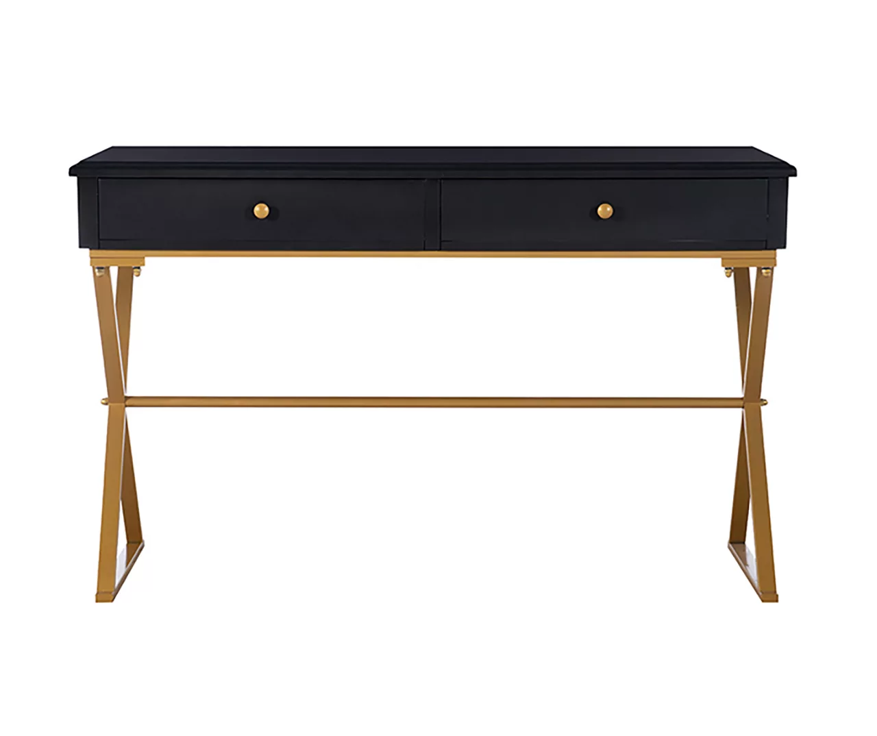 Glam Black & Gold 2-Drawer Campaign Desk 3 Glam Black & Gold 2-Drawer Campaign Desk - Image 3