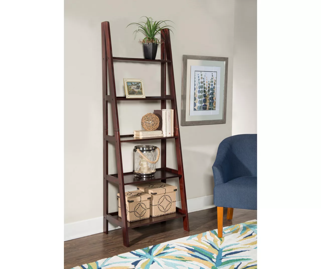 Boston Espresso 5-Shelf Wooden Ladder Bookcase 1 Boston Espresso 5-Shelf Wooden Ladder Bookcase