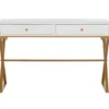 Glam White & Gold 2-Drawer Campaign Desk