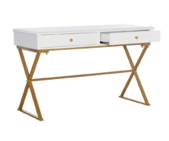 Glam White & Gold 2-Drawer Campaign Desk -Best Furniture Store 810543228 A0 6