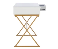 Glam White & Gold 2-Drawer Campaign Desk -Best Furniture Store 810543228 A0 7