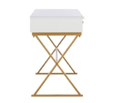 Glam White & Gold 2-Drawer Campaign Desk -Best Furniture Store 810543228 A1 3