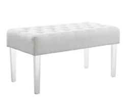 Marie Glitz White Tufted Linen Acrylic Leg Bench 15 Marie Glitz White Tufted Linen Acrylic Leg Bench -Best Furniture Store 810543267 A0 1