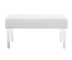 Marie Glitz White Tufted Linen Acrylic Leg Bench 19 Marie Glitz White Tufted Linen Acrylic Leg Bench -Best Furniture Store 810543267 A0 2