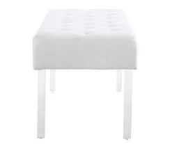 Marie Glitz White Tufted Linen Acrylic Leg Bench 14 Marie Glitz White Tufted Linen Acrylic Leg Bench -Best Furniture Store 810543267 A1