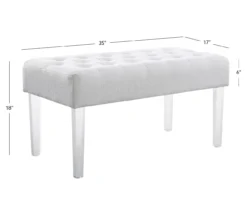 Marie Glitz White Tufted Linen Acrylic Leg Bench 22 Marie Glitz White Tufted Linen Acrylic Leg Bench -Best Furniture Store 810543267 A7