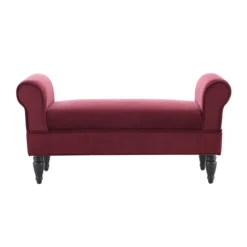 Elsie Berry & Dark Mahogany Upholstered Rolled Arm Bench -Best Furniture Store 810543272 3