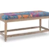 Moroccan Tapestry Upholstered Rustic Driftwood Bench