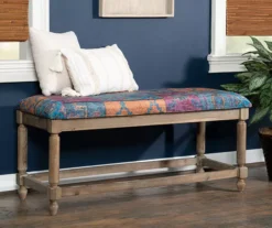 Moroccan Tapestry Upholstered Rustic Driftwood Bench -Best Furniture Store 810543273 2