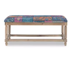 Moroccan Tapestry Upholstered Rustic Driftwood Bench -Best Furniture Store 810543273 3